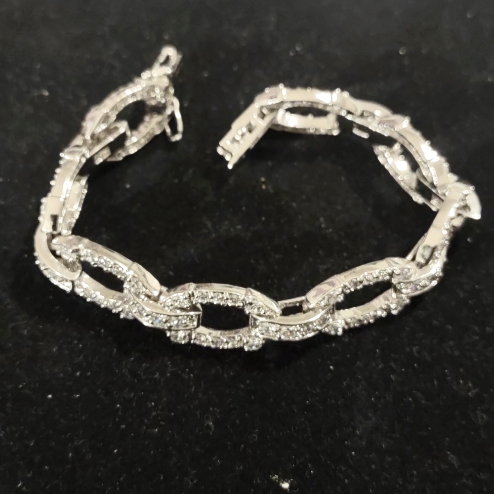 SALE WAS 18K $32 NOW $19 GOLD OVER STERLING SILVER AND DIAMONTE BRACELET